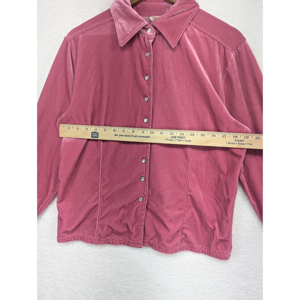 Y2K Partners Women's Pink Velvet Sleepwear Pearl Snap Top XL - Picture 4 of 6